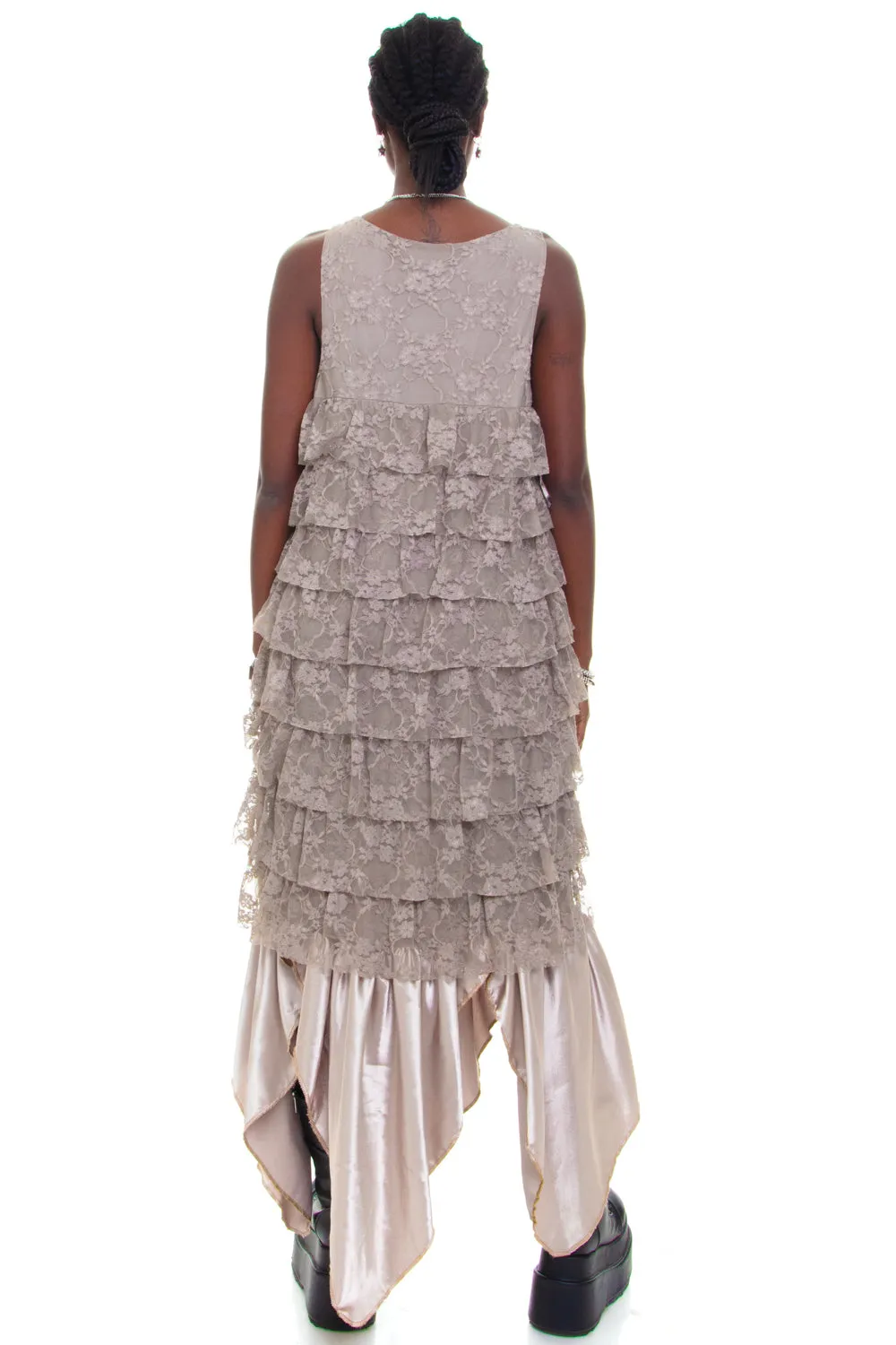 Vintage Y2K Whimsical Lace Grey Tank Dress - OSFM