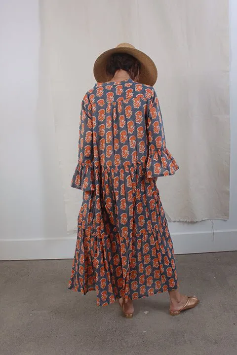 VIRGINIA JOHNSON - Boho Dress in Indigo/Orange