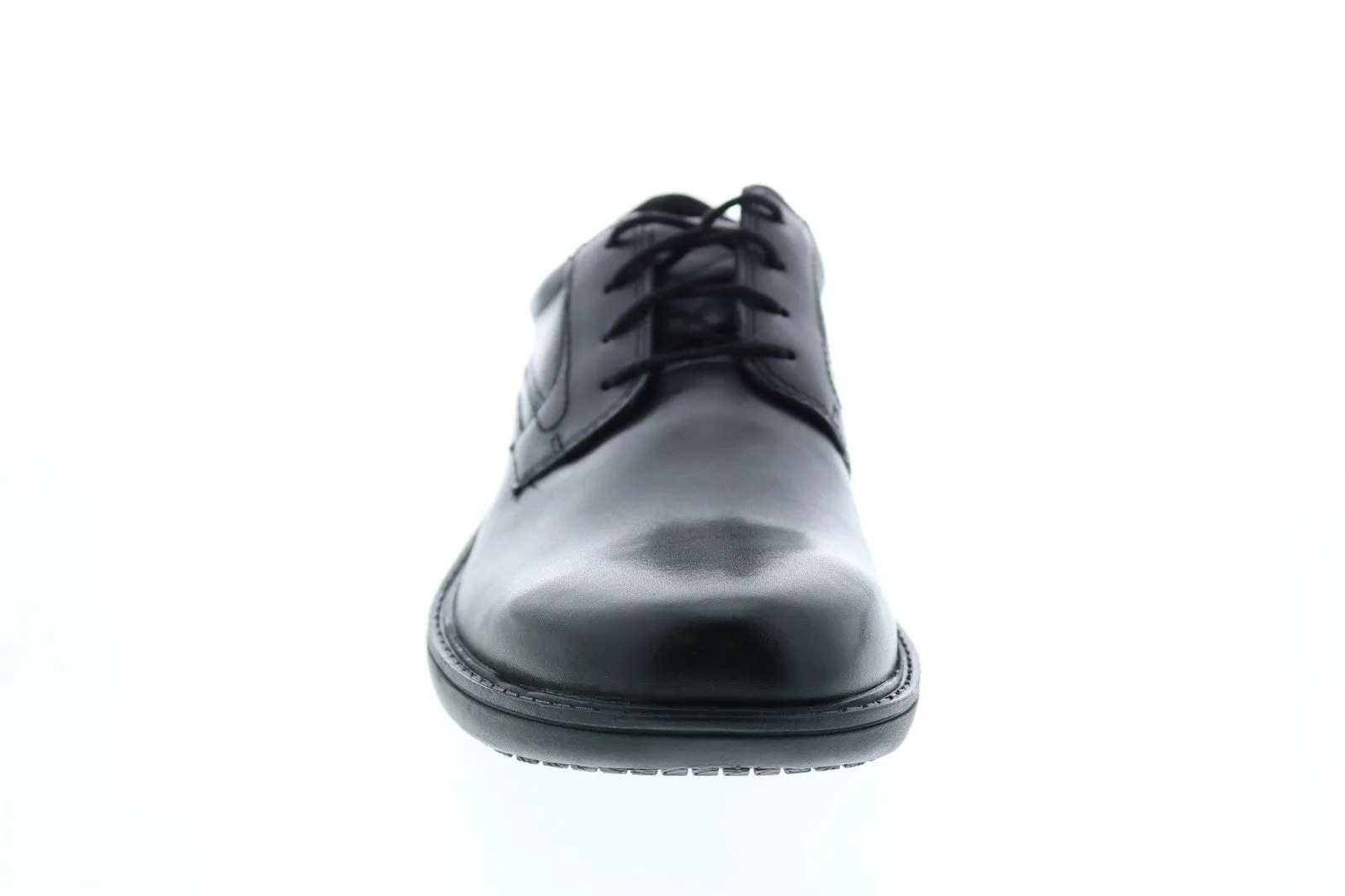 WADER PURE Mens Black Leather Plain Toe Oxfords