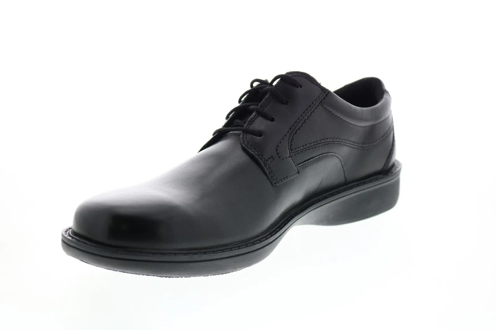 WADER PURE Mens Black Leather Plain Toe Oxfords