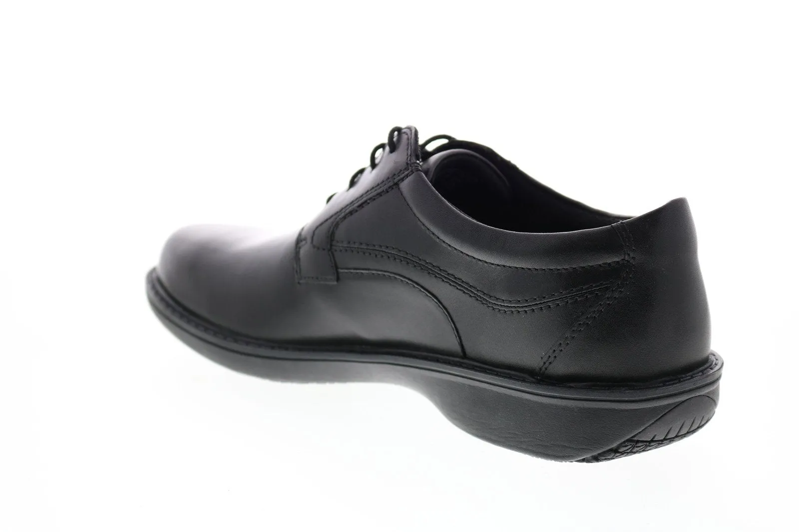 WADER PURE Mens Black Leather Plain Toe Oxfords