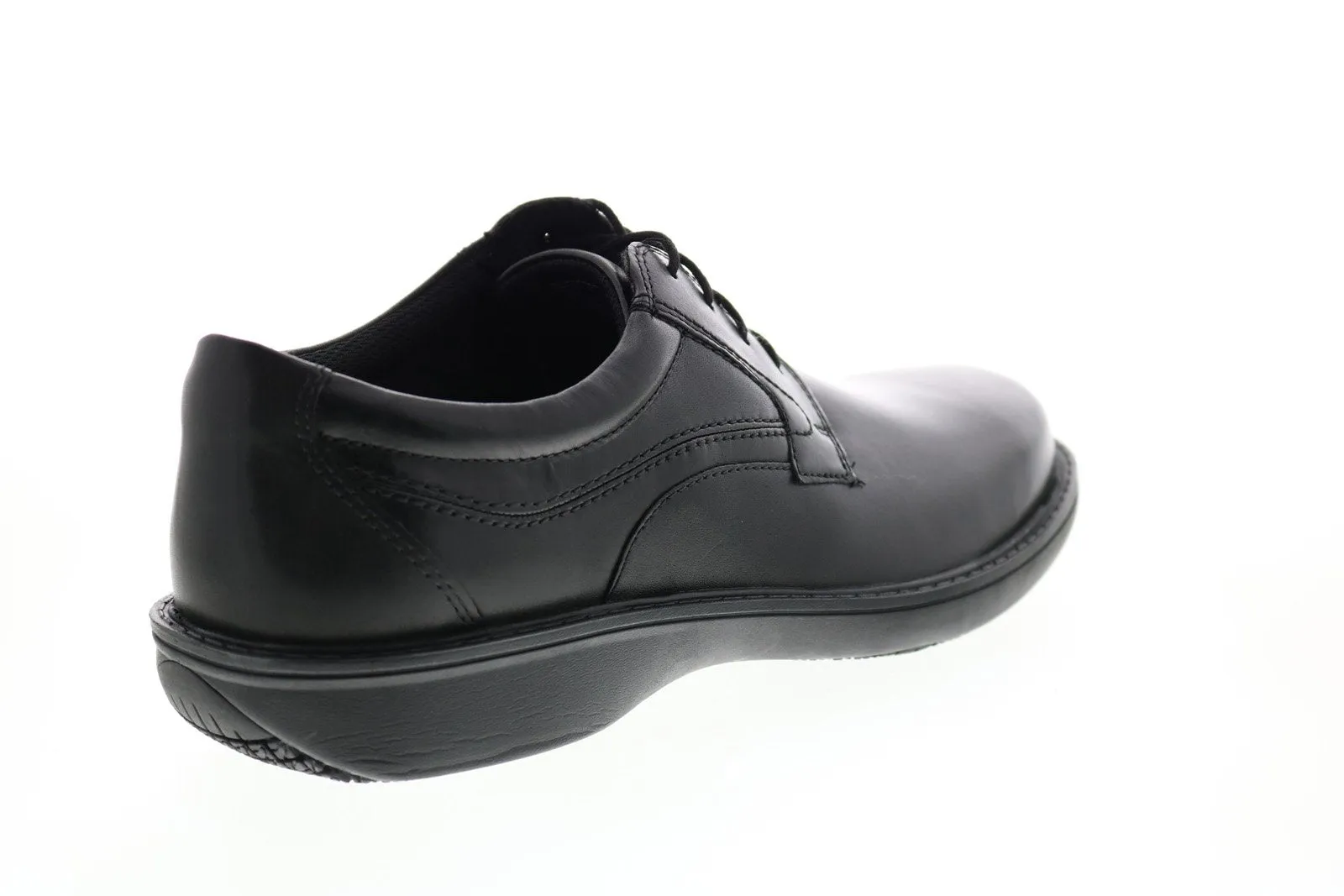 WADER PURE Mens Black Leather Plain Toe Oxfords