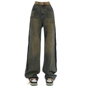 Washed Brown Jeans with Contrast Pocket