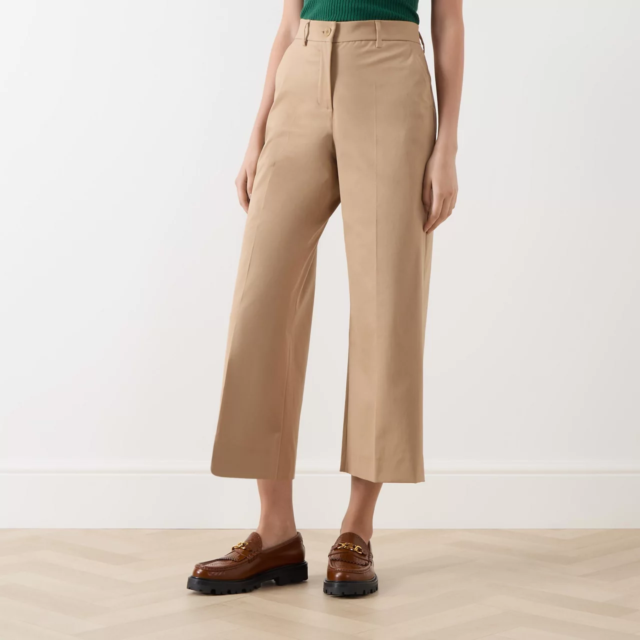 WEEKEND MAX MARA Urial Satin Cropped Trousers - Beige