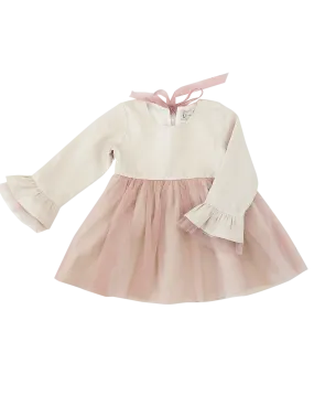 White Pink Linen Tutu Dress for Girls