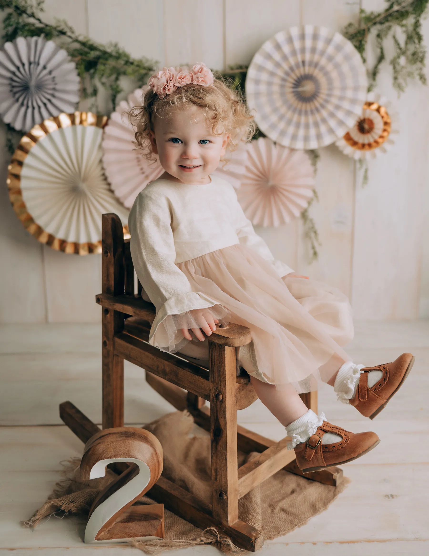 White Pink Linen Tutu Dress for Girls