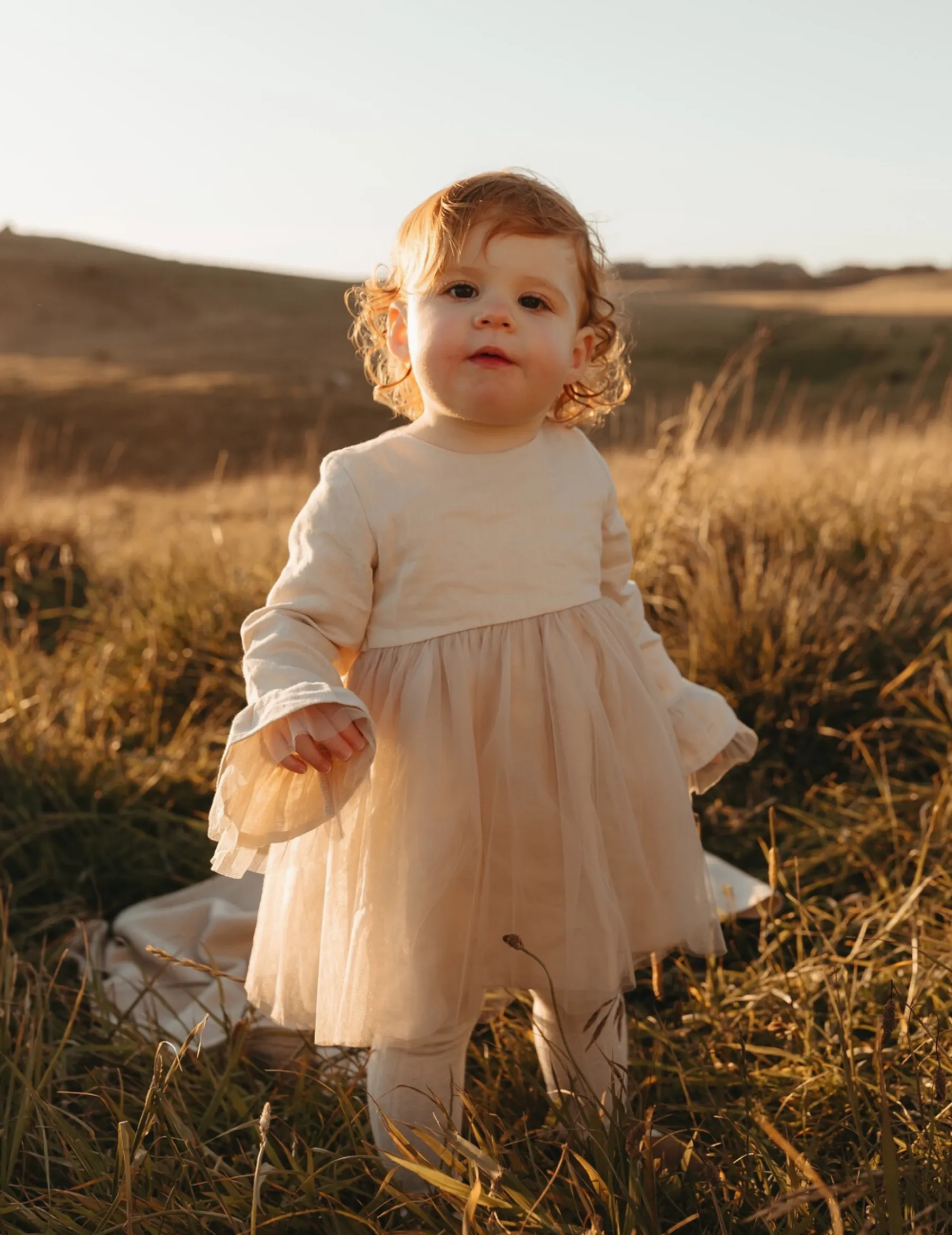 White Pink Linen Tutu Dress for Girls