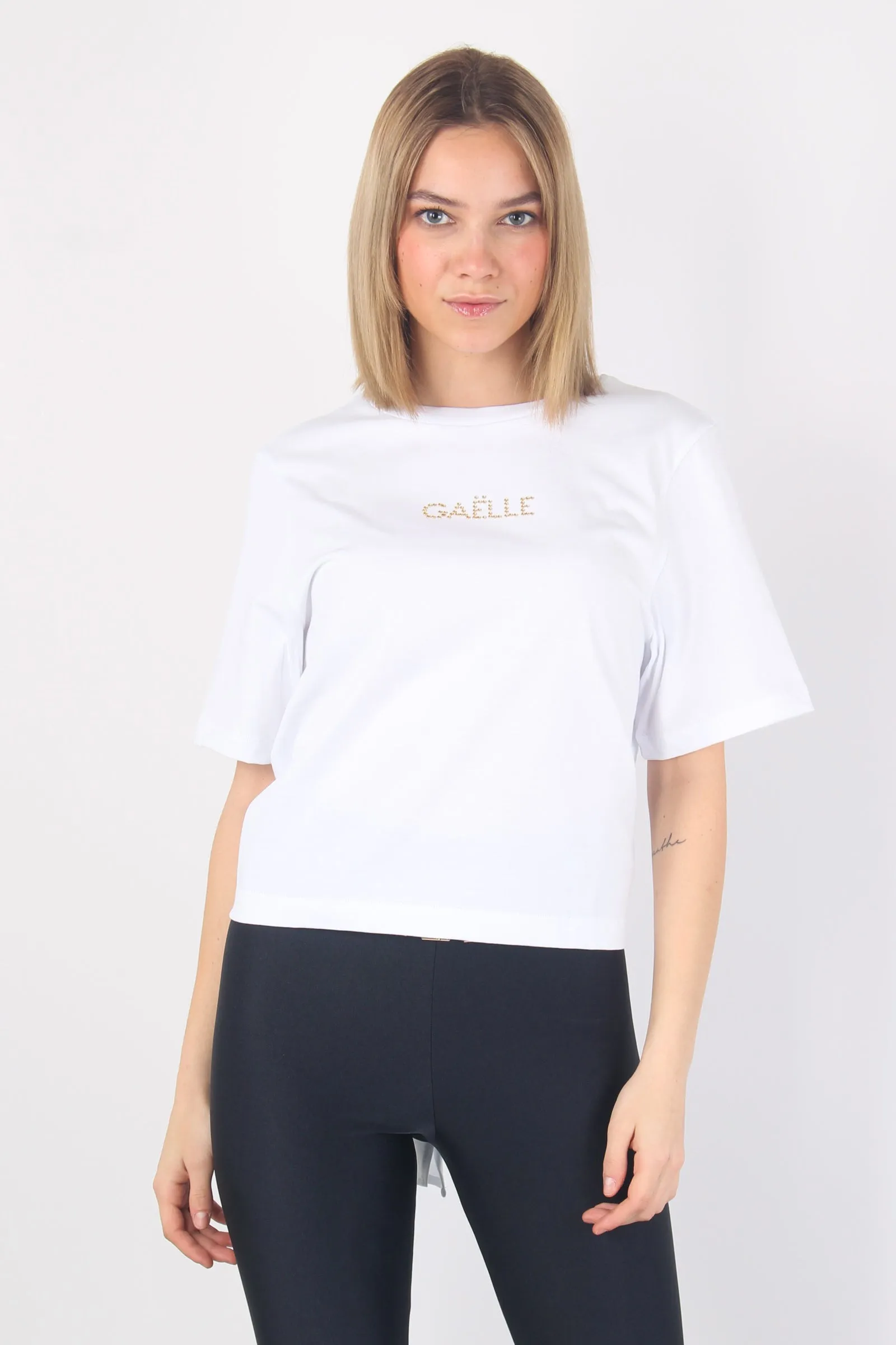 White Rhinestone Logo T-shirt 