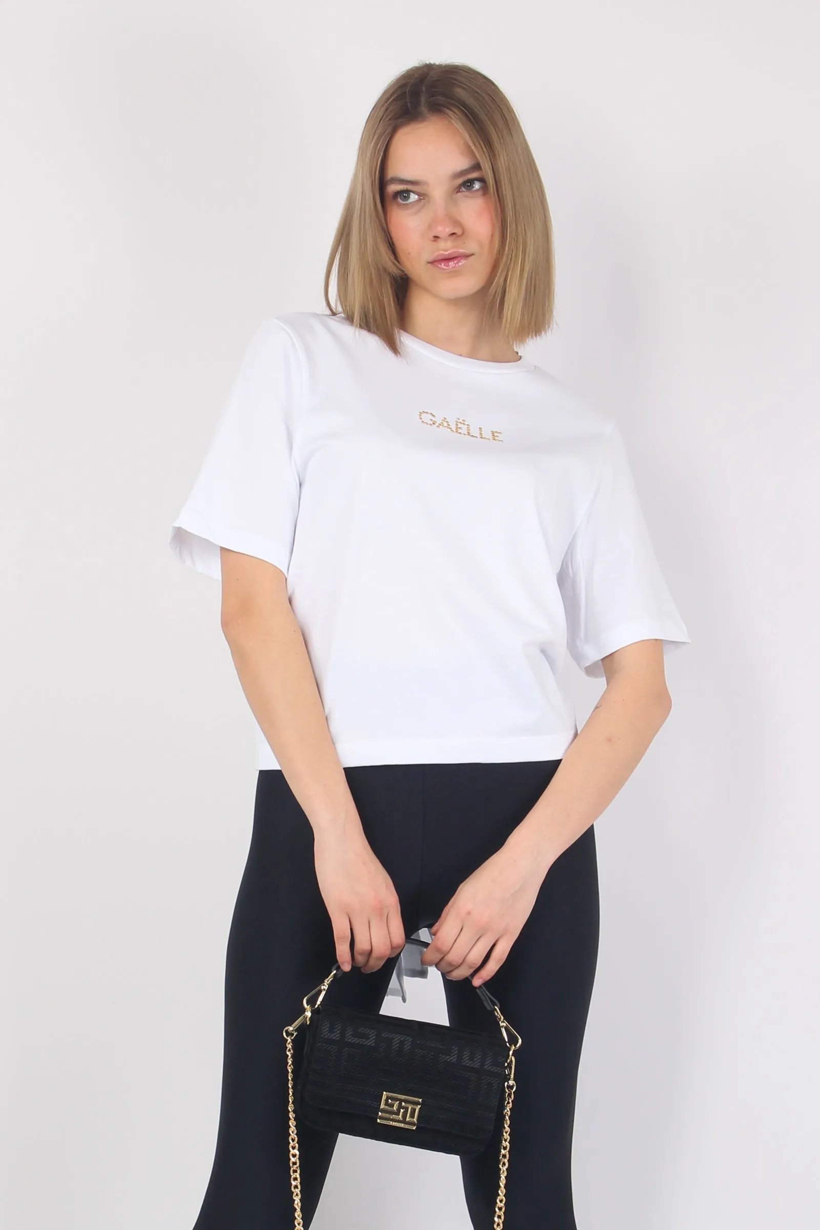 White Rhinestone Logo T-shirt 