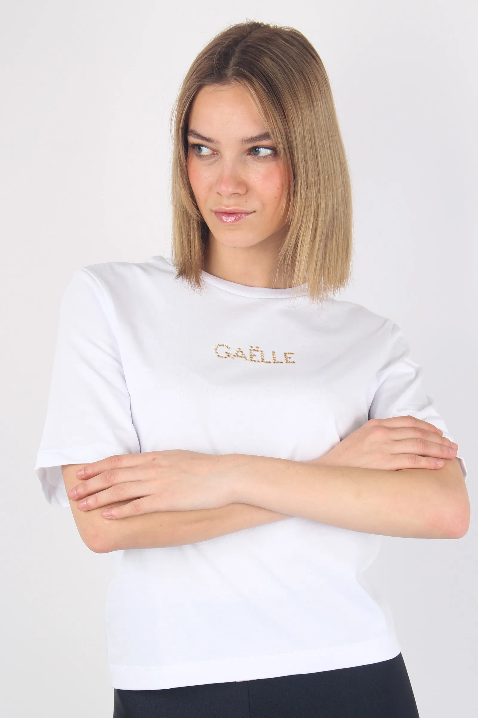 White Rhinestone Logo T-shirt 