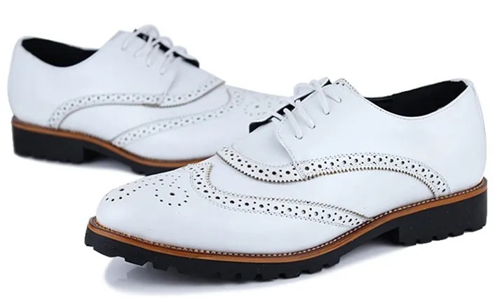 White Vintage Leather Lace Up Baroque Mens Oxfords Dress Shoes