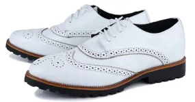 White Vintage Leather Lace Up Baroque Mens Oxfords Dress Shoes