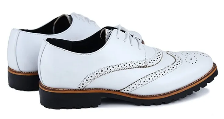 White Vintage Leather Lace Up Baroque Mens Oxfords Dress Shoes