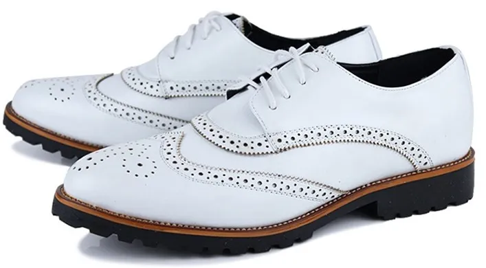 White Vintage Leather Lace Up Baroque Mens Oxfords Dress Shoes