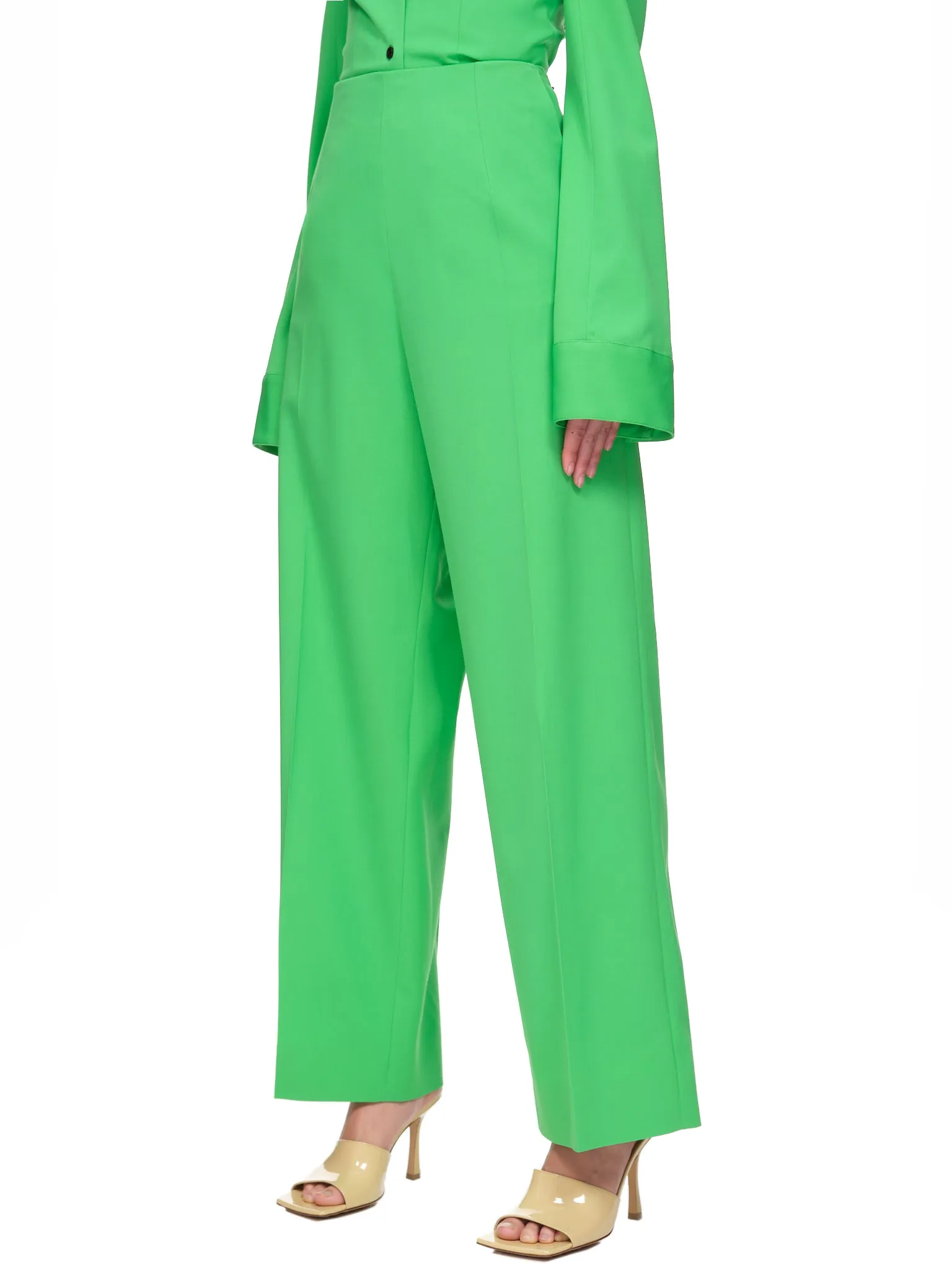 Wide Leg Trousers (W-A-P067W-LSW-PALM-GREEN)