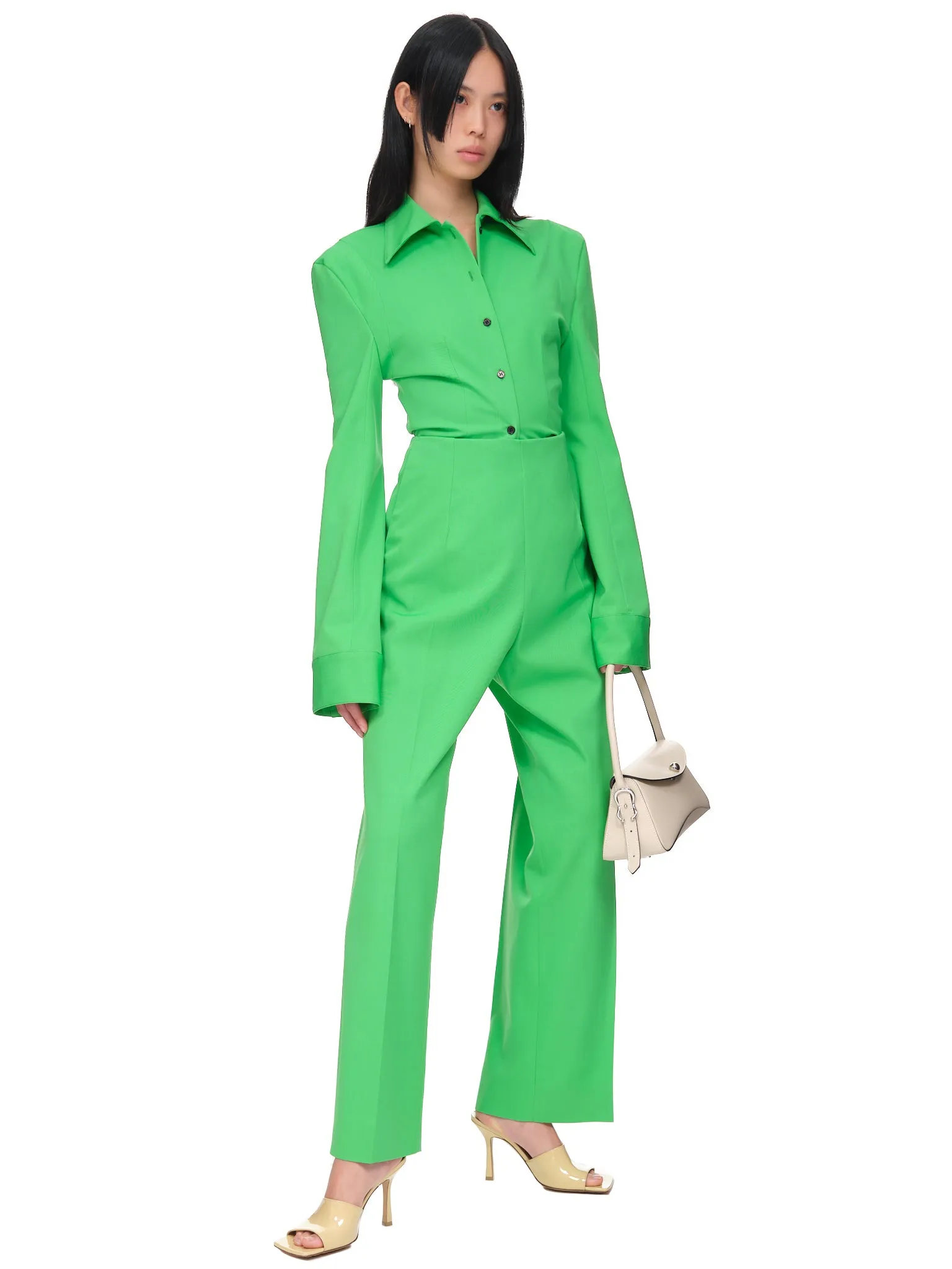 Wide Leg Trousers (W-A-P067W-LSW-PALM-GREEN)