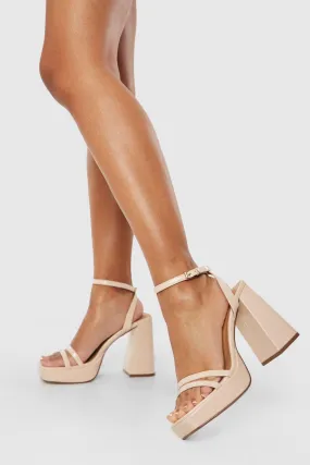 Wide Width Multi Strap High Platform Two Part Heels