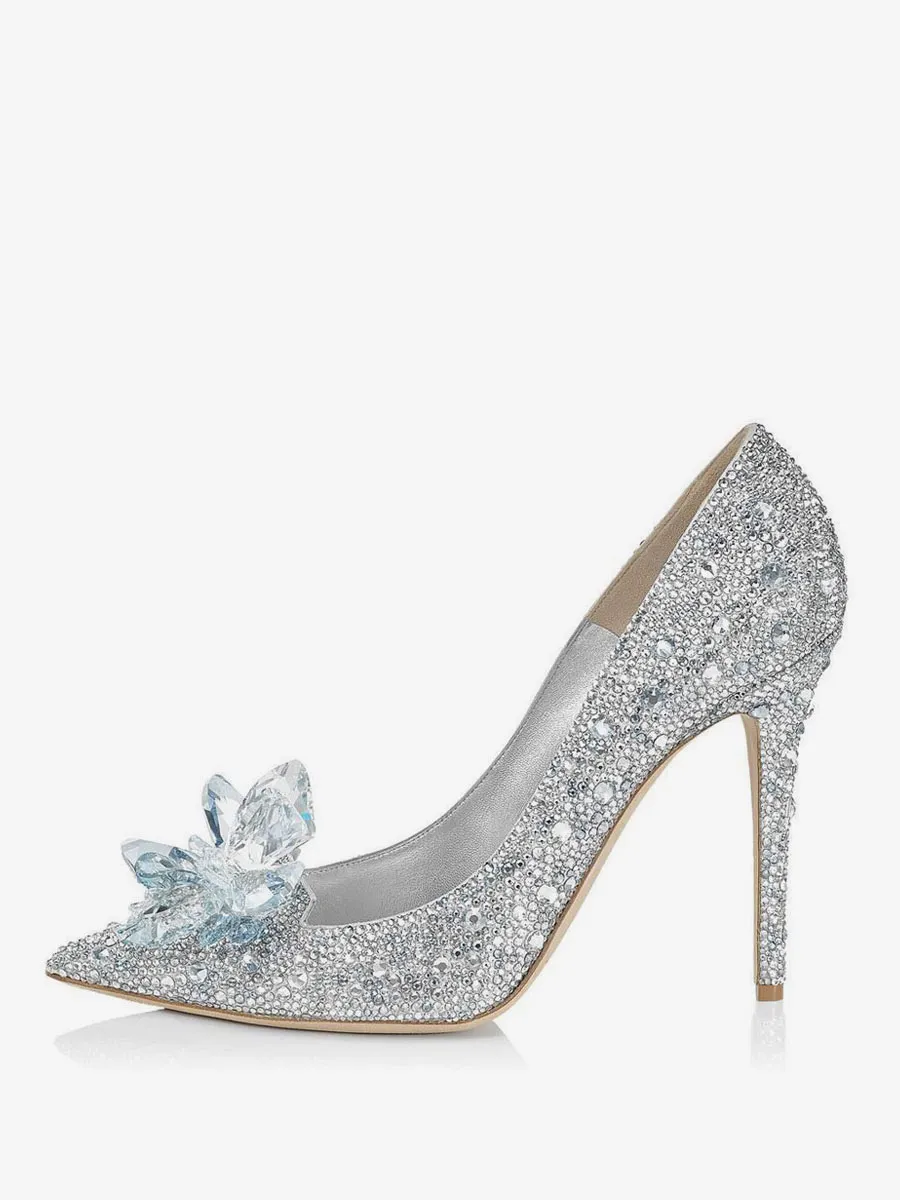 Women's Crystal Rhinestones Bridal Pumps Evening Heels