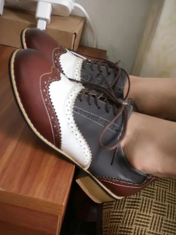 High Heeled Wingtips Brogues for Women