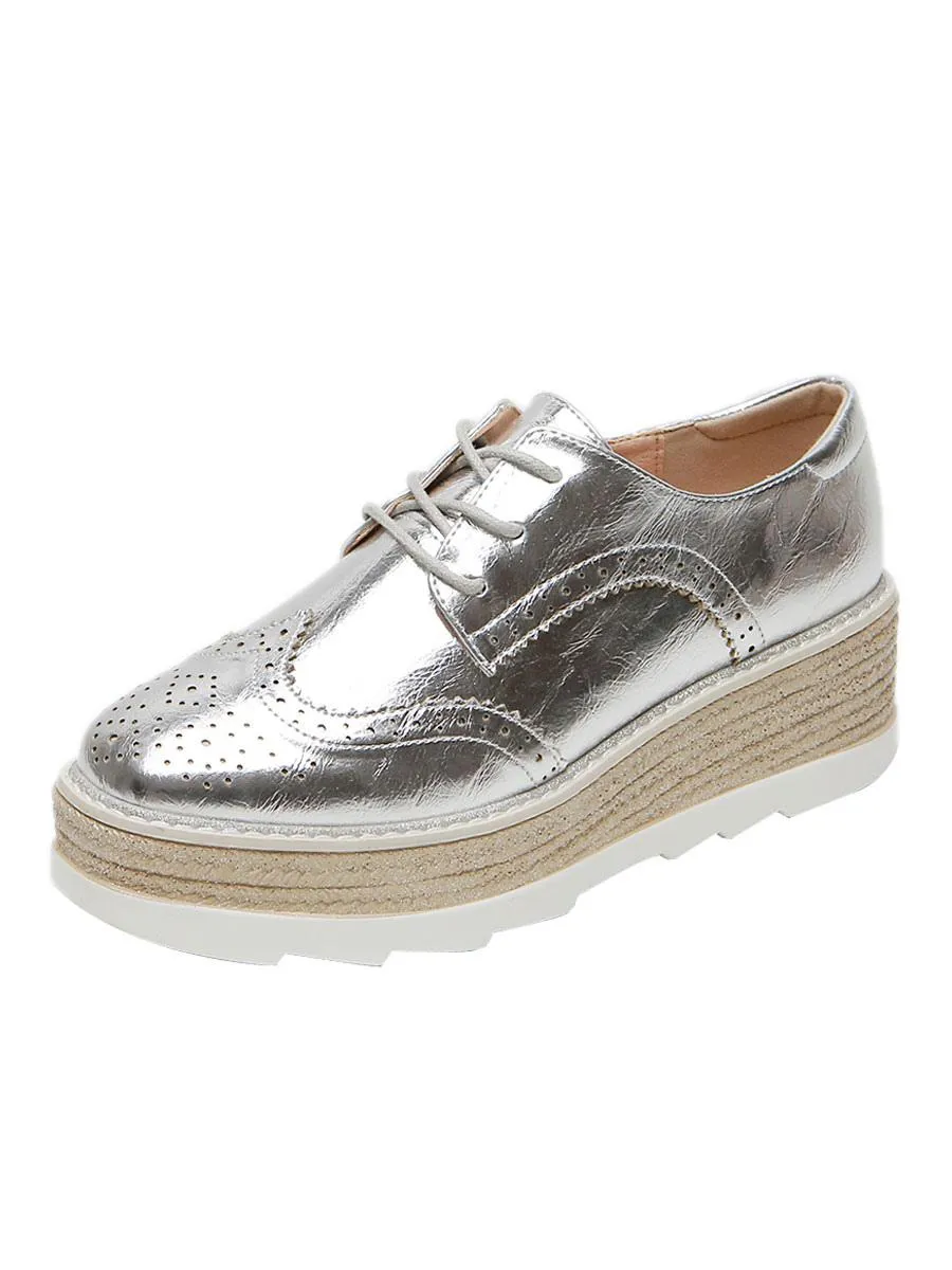 Platform PU Leather Women's Round Toe Oxfords