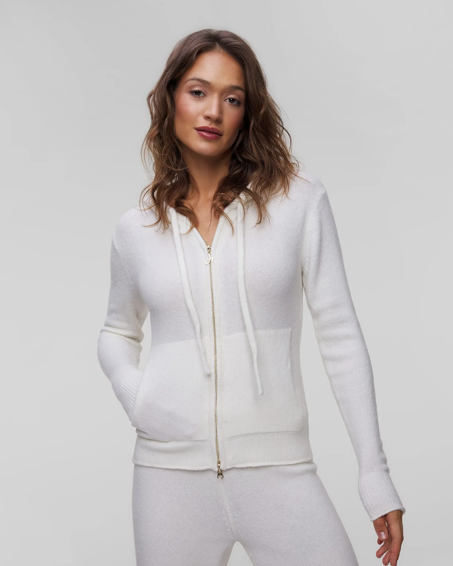 Women’s white knitted sweatshirt Deha D12213-18001