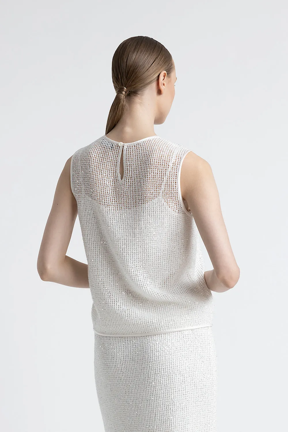 Wool and mohair mesh knit top