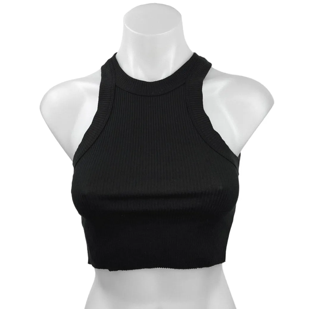 WSLY Black Pullover Sleeveless Crew Neck Stretch Activewear Sports Bra Top Sz XS